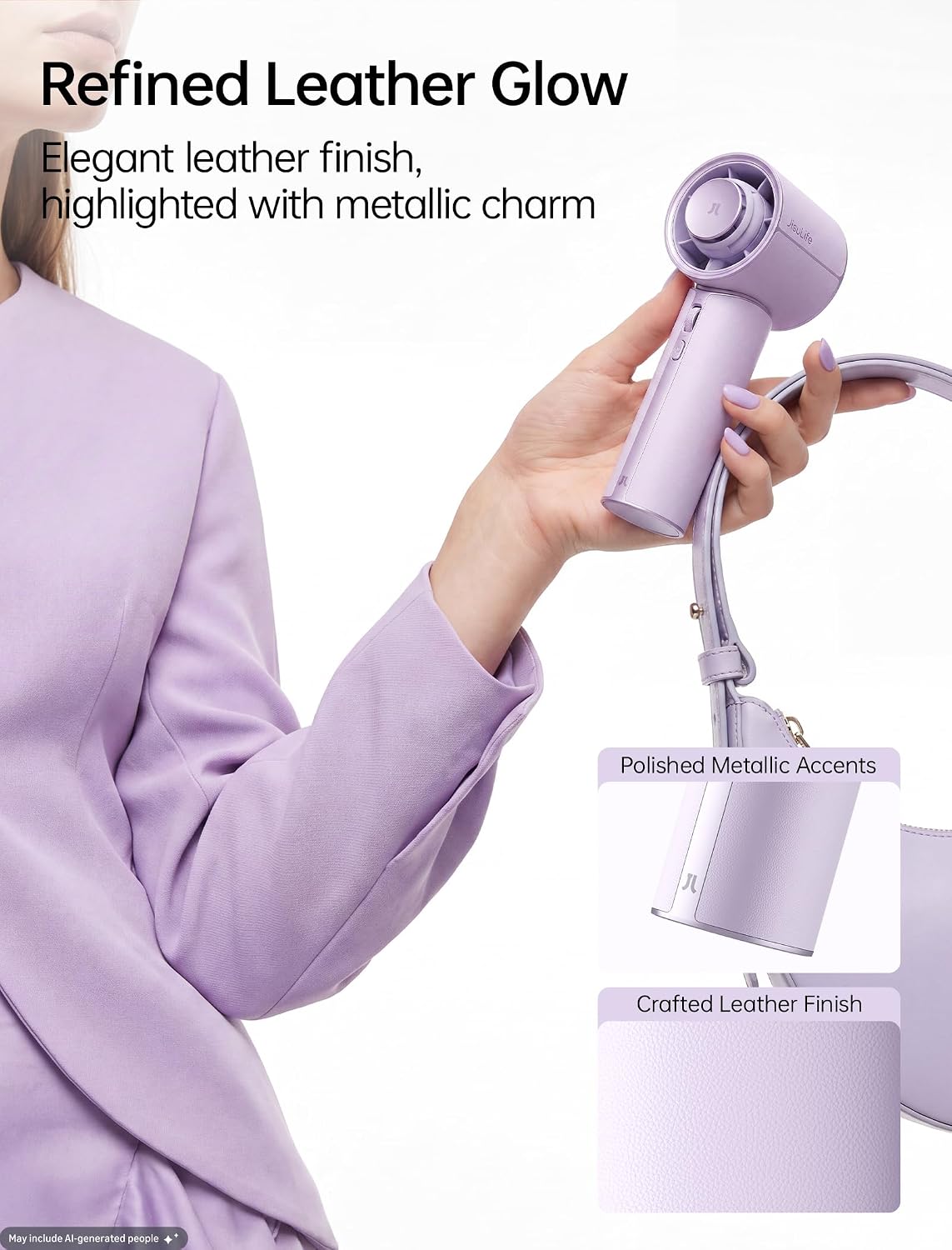 Detalle 2 de JISULIFE Handheld Fan Pro1 Mini: Next‑Gen Cooling in Misty Purple