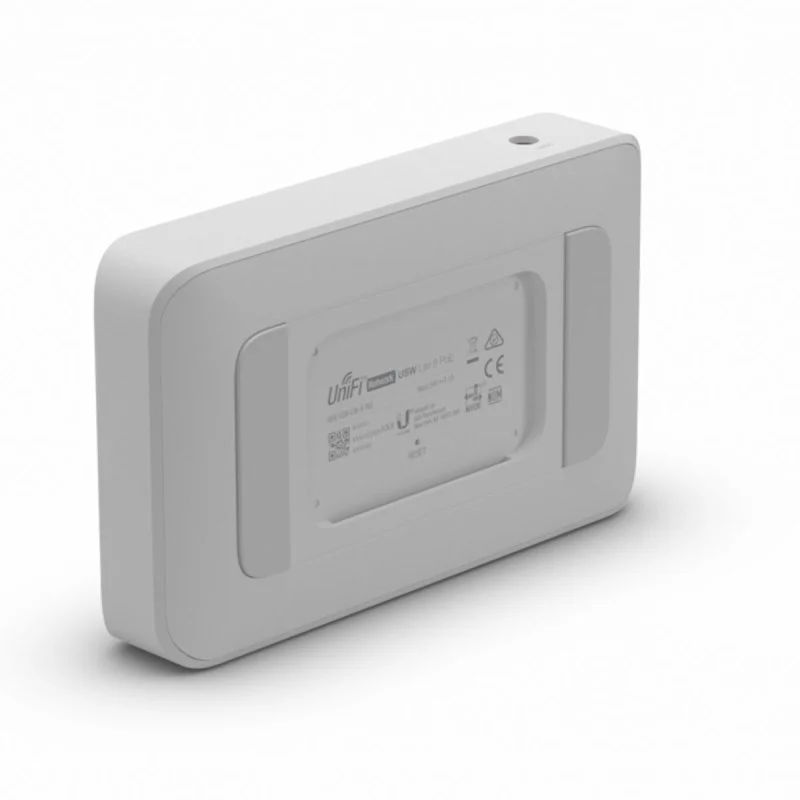 Detalle de Ubiquiti UniFi Switch Lite 8 PoE: conmutador L2 gestionable, 8 puertos Gigabit y PoE+ (45 W) para instalación en pared