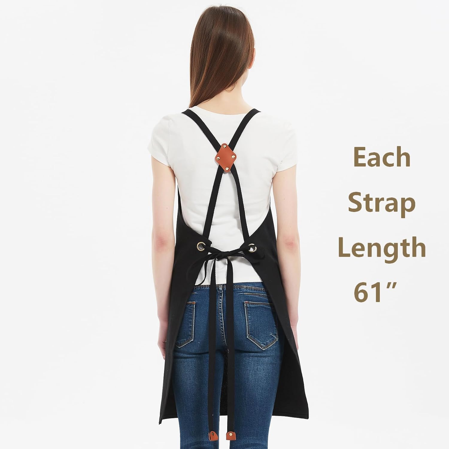 Thumbnail 3 de AFUN Chef Aprons for Women & Men with Oversized Pockets – 12 oz Cotton Canvas Cross Back, Water Repellent (Black)