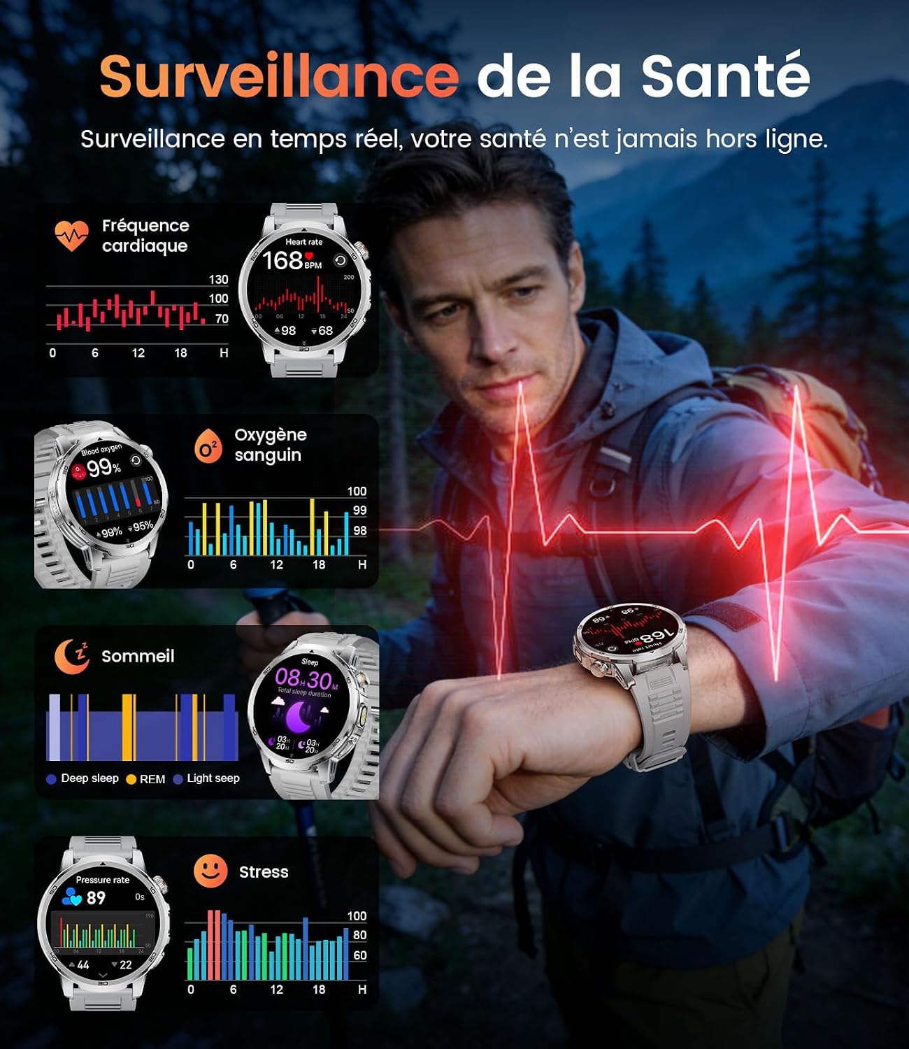 Thumbnail 4 de CHOOSETIME EF19 smartwatch met 1,85-inch scherm, 1000 mAh en IP68
