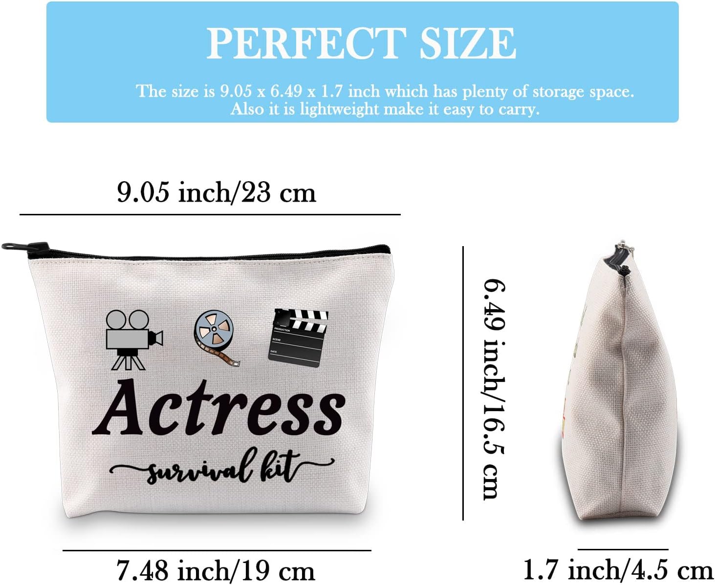 Thumbnail 1 de Actress Survival Kit Theatre Acting Gift Canvas Zip Pouch (EU) for Drama Students