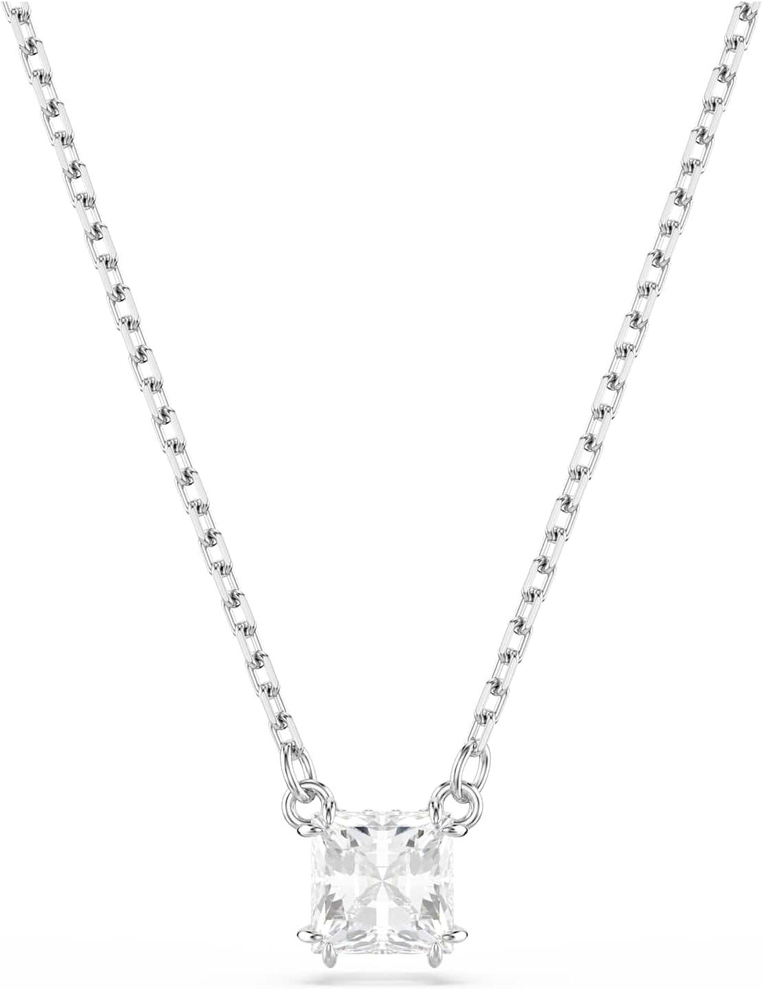 Detalle de Swarovski Stilla Collection Pendant (clear square-cut stone on rhodium-finished setting)