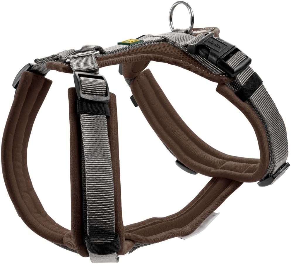 Detalle de Hunter Hundegeschirr Maldon UP in braun/grau – weich gepolstert, 3M Scotchlite & 4-fach verstellbar (Größe XS-S)