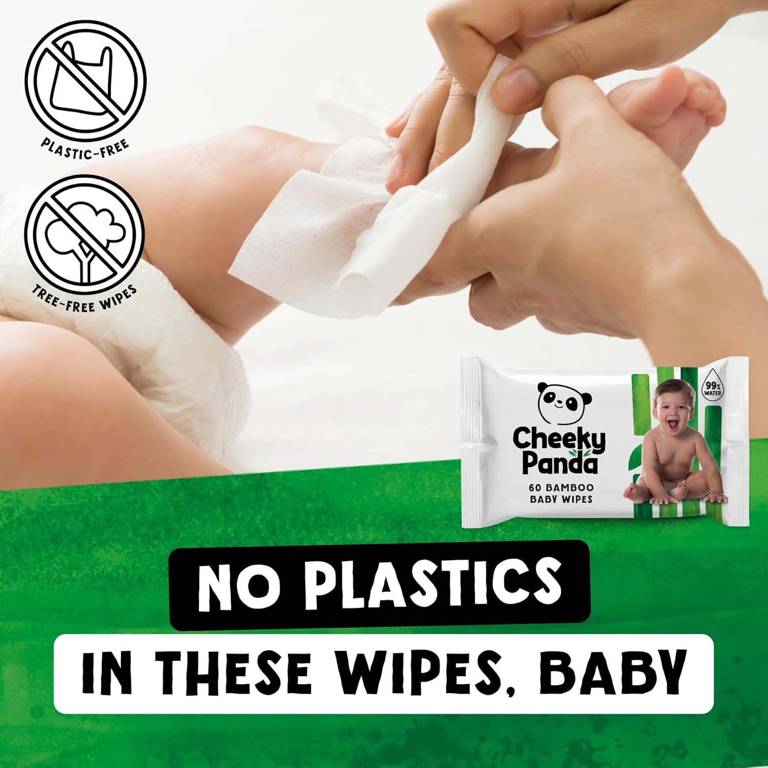 Thumbnail 2 de The Cheeky Panda Bamboo Biodegradable Baby Wipes Multipack (99% purified water) | 60 wipes per pack