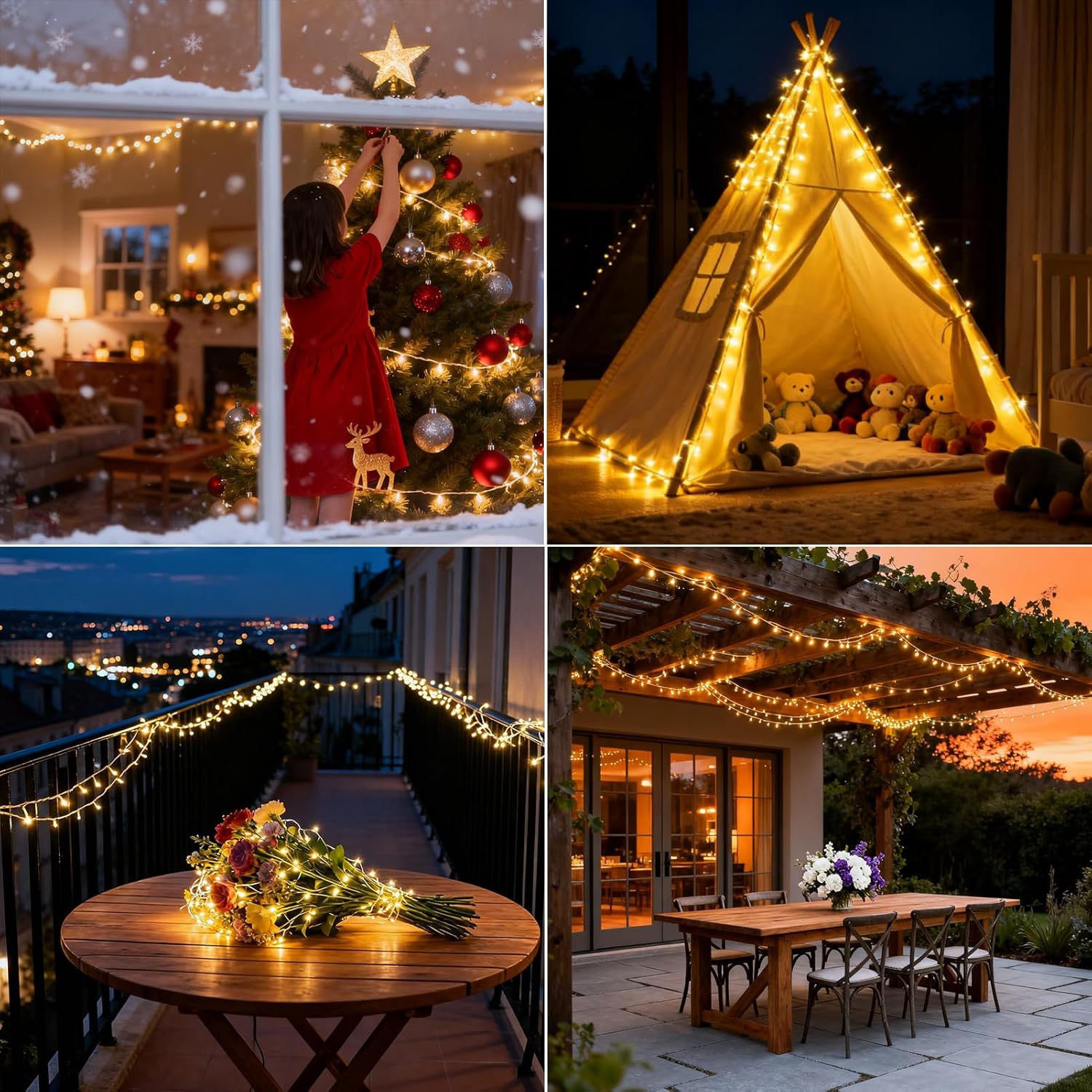 Detalle de MOVEONSTEP Luci Natale Esterno Interno 200LED 22M – Catena Luminosa IP44, 8 Modalità e Memoria