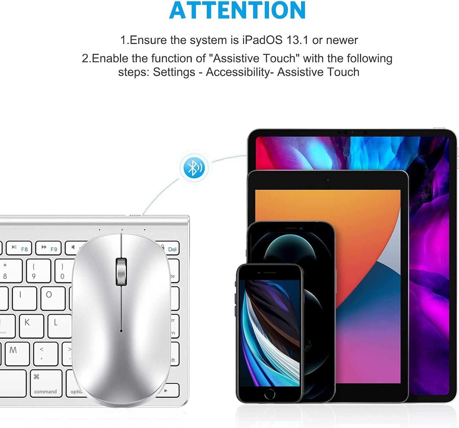 Thumbnail 6 de OMOTON Bluetooth Keyboard and Mouse Set for iPad and iPhone – Silver