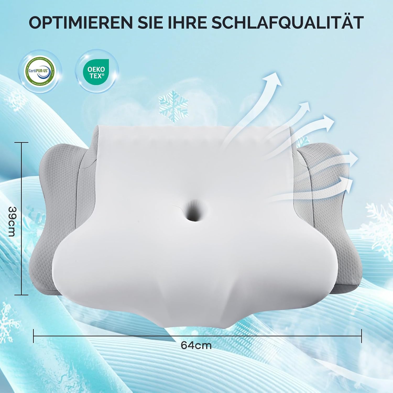 Thumbnail 1 de Nackenkissen Bücherkissen Kopfkissen aus Memory Foam mit Nackenstütze – ergonomisches Stützkissen für Seitenschläfer