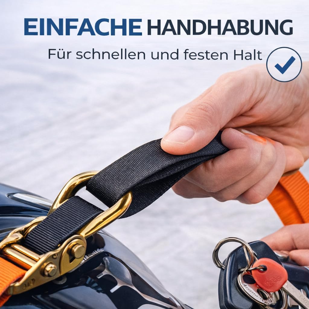 Thumbnail 4 de 5x Zurrschlaufen Doppelschlaufen 30 cm Rundschlinge – Halteband zur Ladungssicherung (Motorrad & mehr)