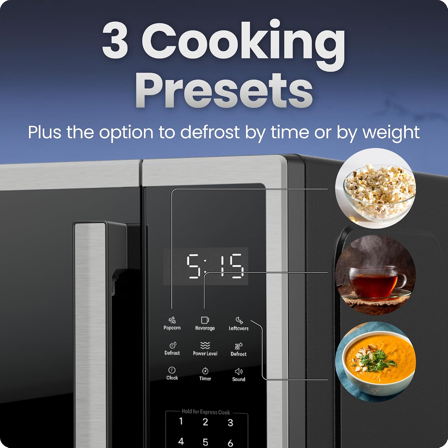 Thumbnail 2 de Chefman Countertop Microwave Oven 0.9 Cu. Ft. (1000W) in Stainless Steel