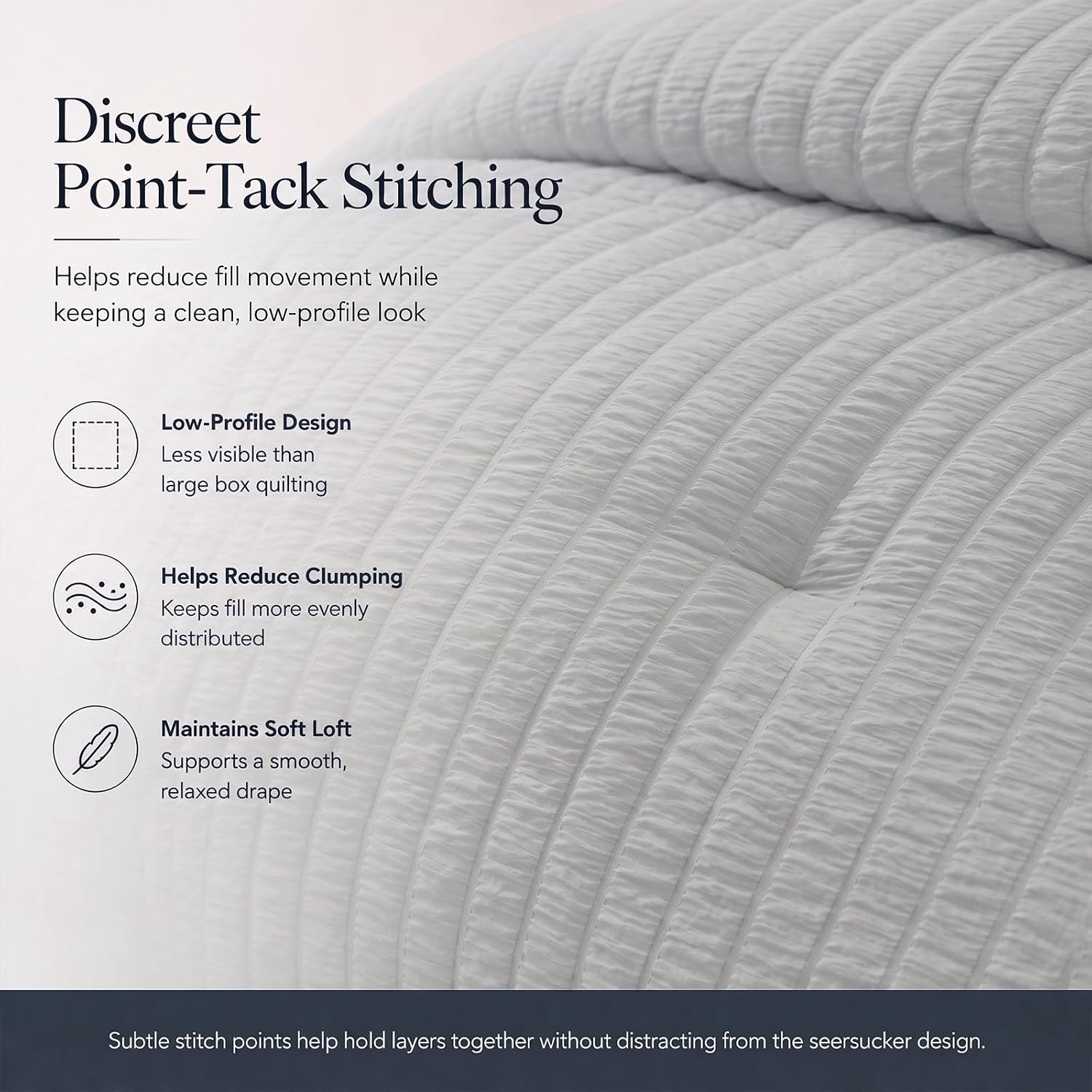 Detalle de CozyLux Queen Seersucker 7-Piece Bedding Set in Gray - Soft Microfiber & Wrinkle-Resistant Comfort