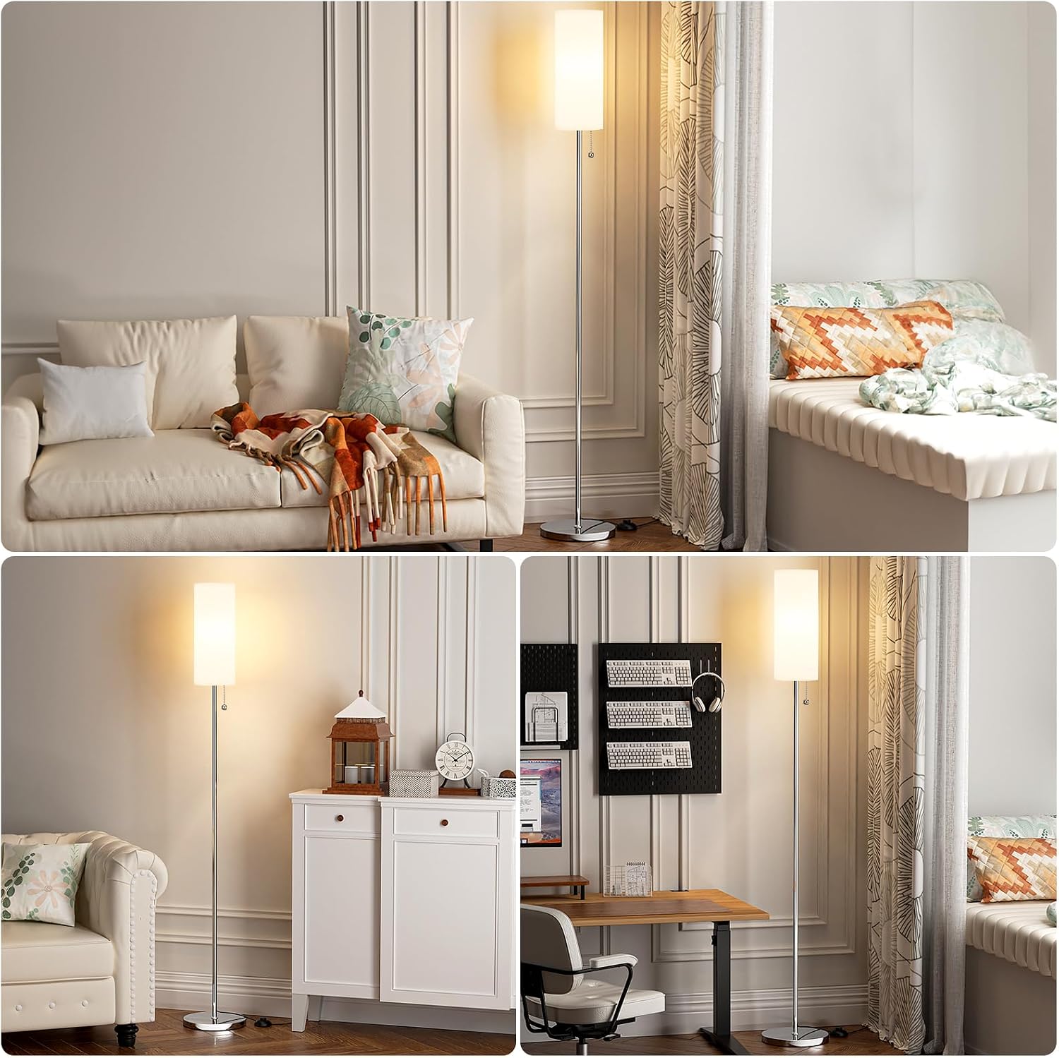 Detalle de Ambimall Z5V8W2 Floor Lamp, 3 Colour Temperatures and Pull Chain