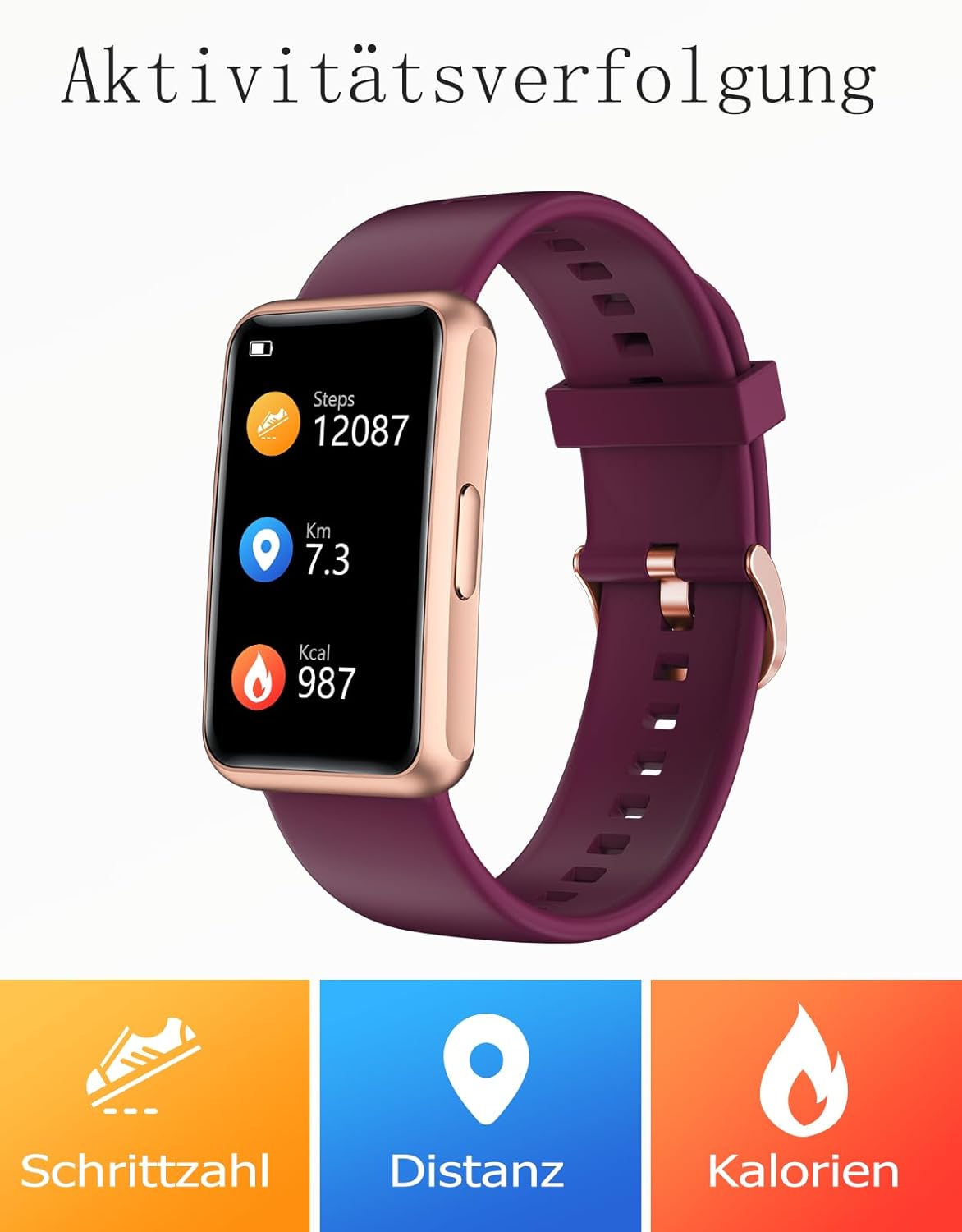 Thumbnail 2 de HUAKUA Schrittzähler Uhr – 1,47 Zoll Display, autonomer Fitness Tracker ohne Smartphone