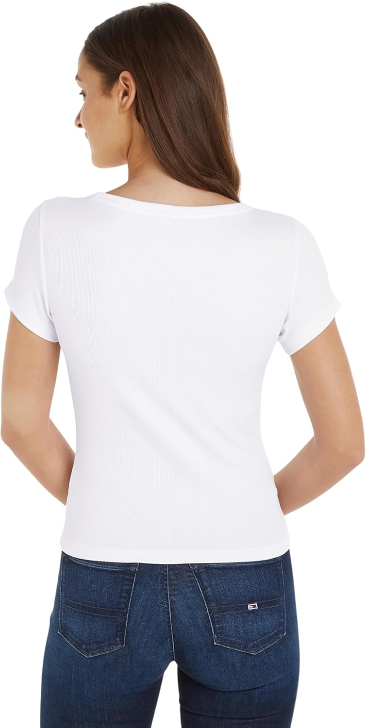Thumbnail 1 de Tommy Jeans T-Shirt Manches Courtes Femme Slim Col en V – coton régénératif et coupe ajustée
