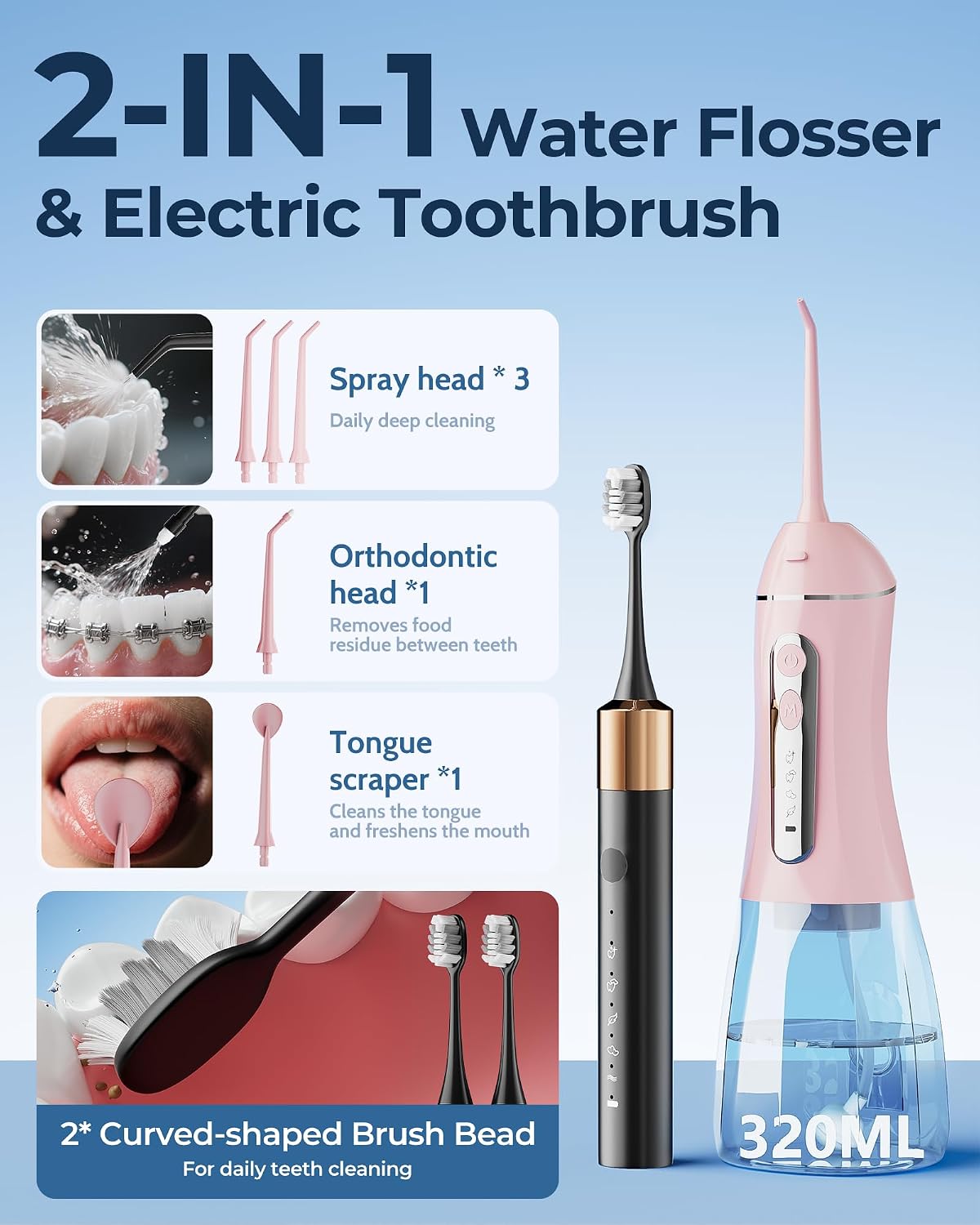 Thumbnail 2 de Electric Toothbrush Water Flosser Combos: Sonic Toothbrush + Water Flosser for Adults and Kids