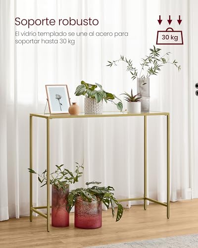 Detalle 1 de VASAGLE LGT26G Mesa de Consola con Tablero de Vidrio