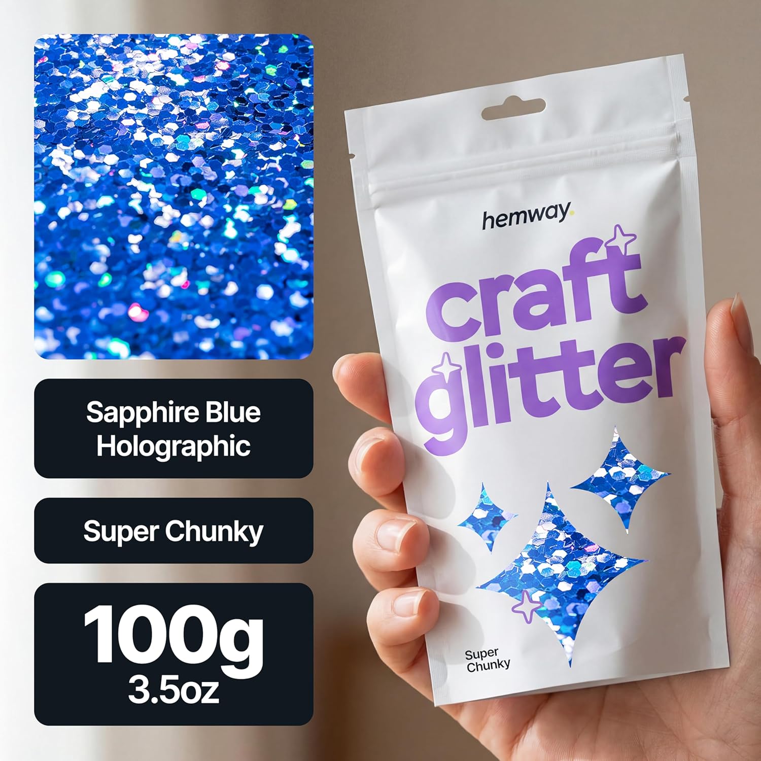 Detalle 2 de Craft Glitter Sapphire Blue, 100g