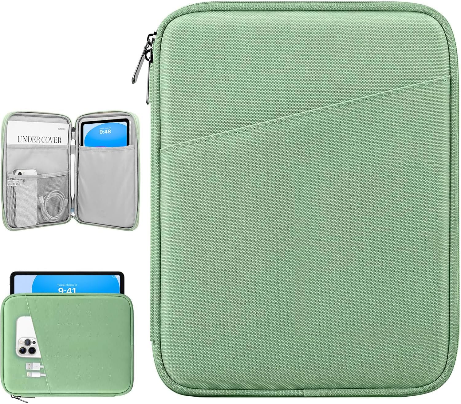 Detalle de Dadanism 9-11" Tablet Sleeve – Dunkelgrün, kompatibel mit iPad Pro 11" und 9–11 Zoll Tablets