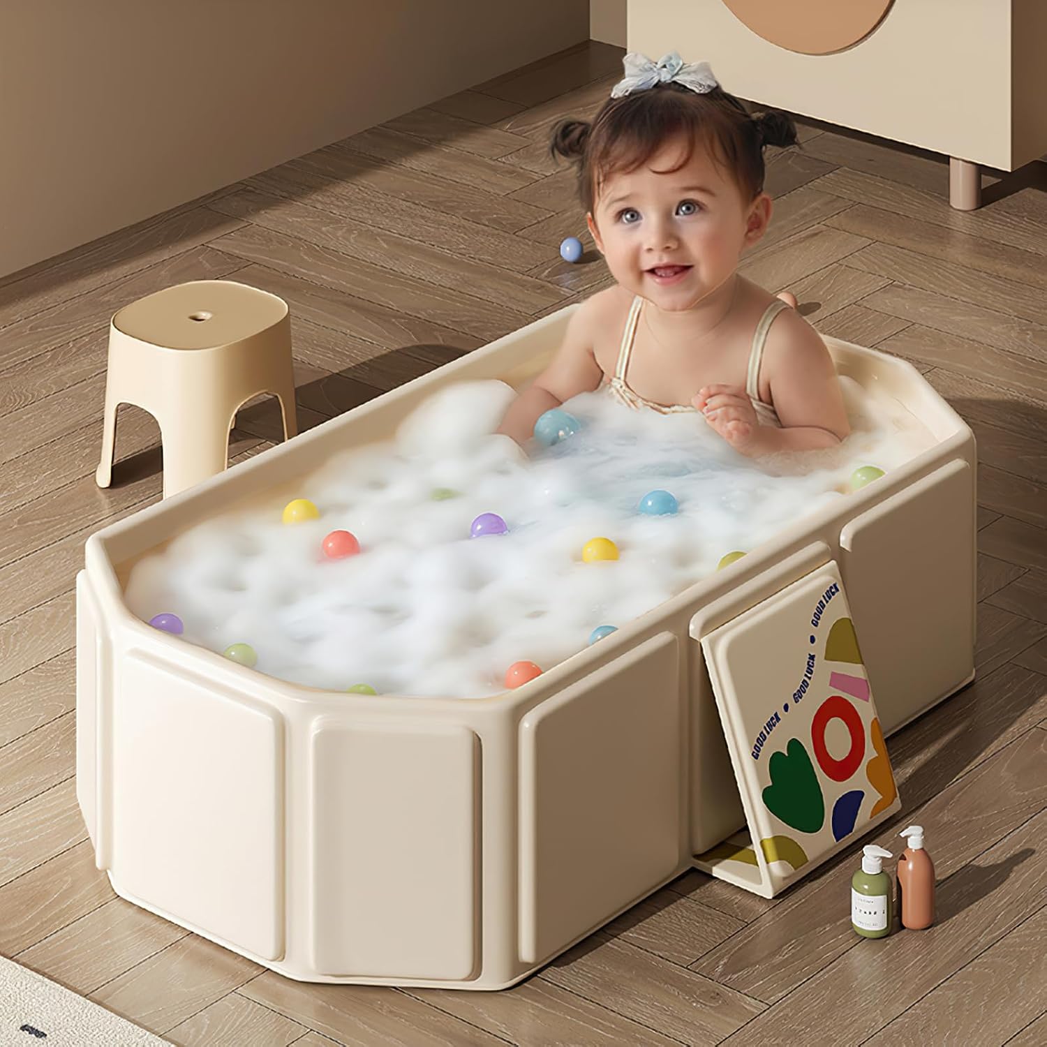 Detalle 2 de Vasca da bagno pieghevole per bambini — Salvaspazio, leggera e multifunzione