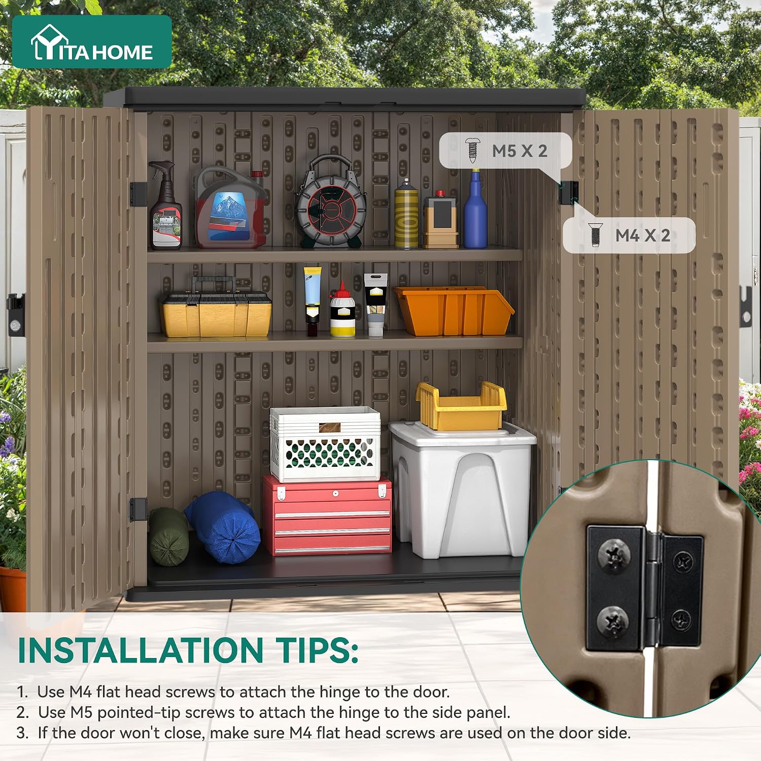 Thumbnail 4 de YITAHOME MAYIHbiswX Outdoor Resin Storage Shed, 2 Shelves, Lockable