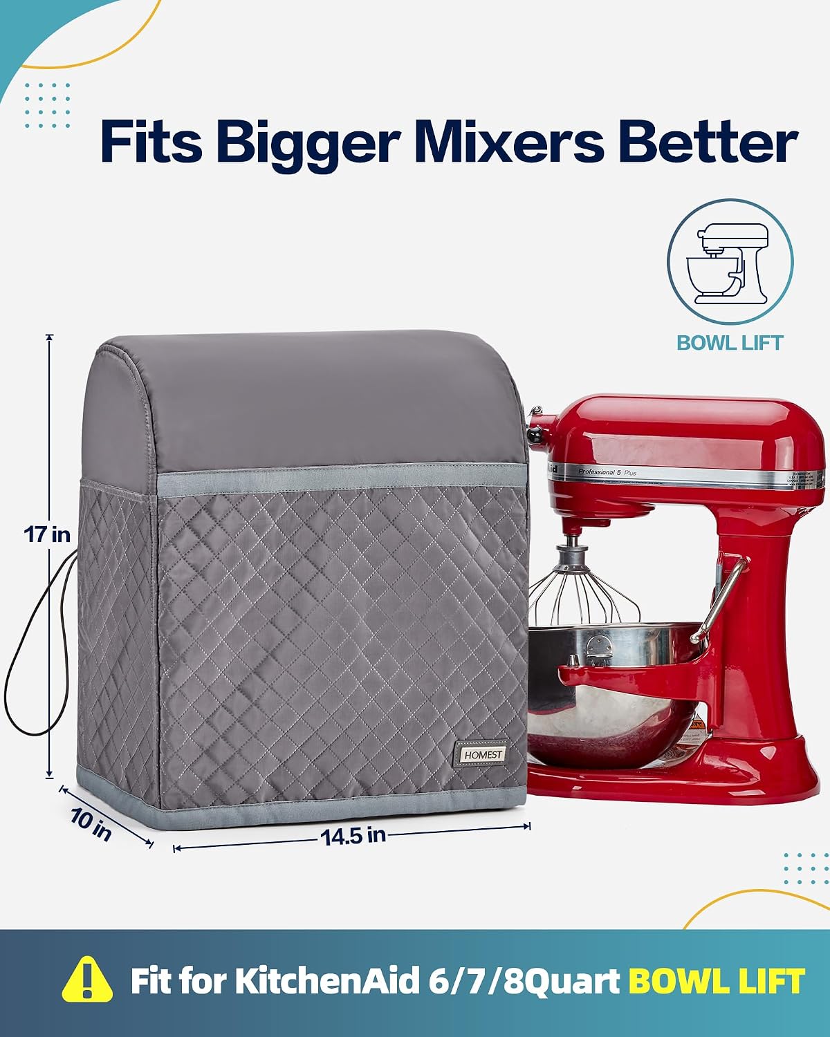 Detalle de HOMEST Stand Mixer Dust Cover, 6/7/8-Quart