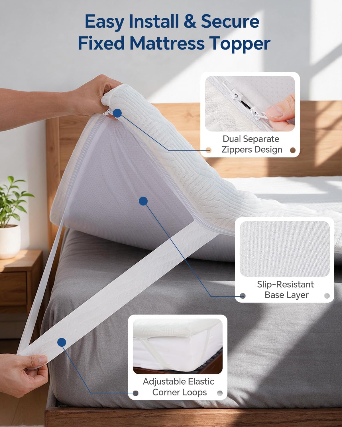 Detalle de BEDELITE Memory Foam Mattress Topper 3-Inch