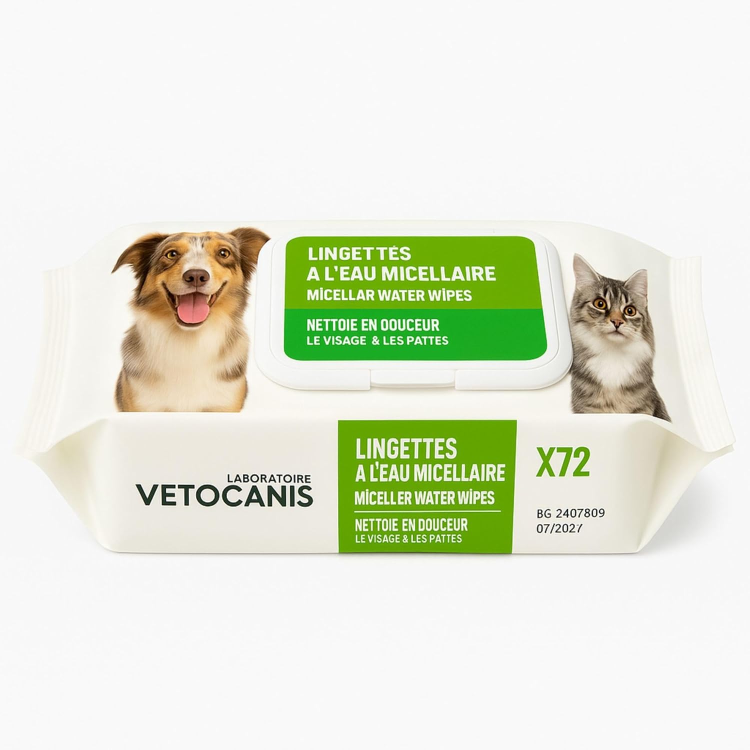 Thumbnail 1 de Vetocanis Lingettes Nettoyantes Chien et Chat x72 – Pour oreilles, yeux et pattes
