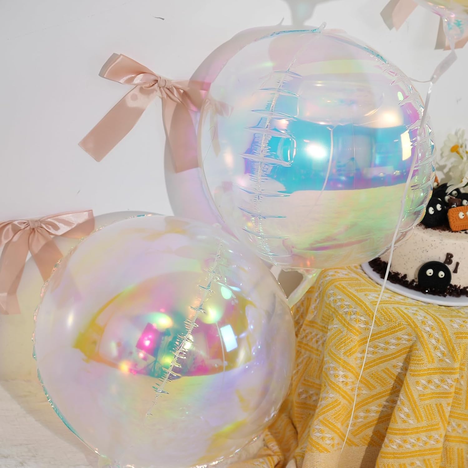 Thumbnail 4 de 12Pcs Iridescent Round Foil Balloons – 22", 15", 10" 4D Clear Balloons for Party Decor