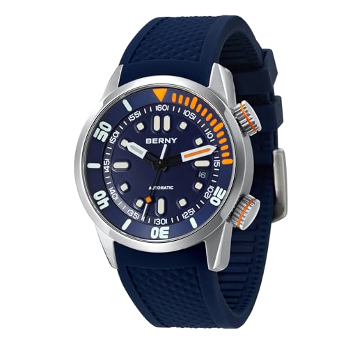 Detalle de BERNY Montre de plongée pour hommes 20ATM — Mouvement automatique, verre saphir et luminescente