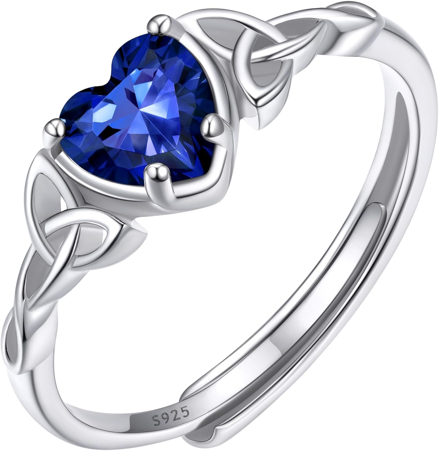Detalle de ChicSilver Bague femme argent 925 réglable avec pierre cœur, ouverte (taille 51,5 à 66,5)