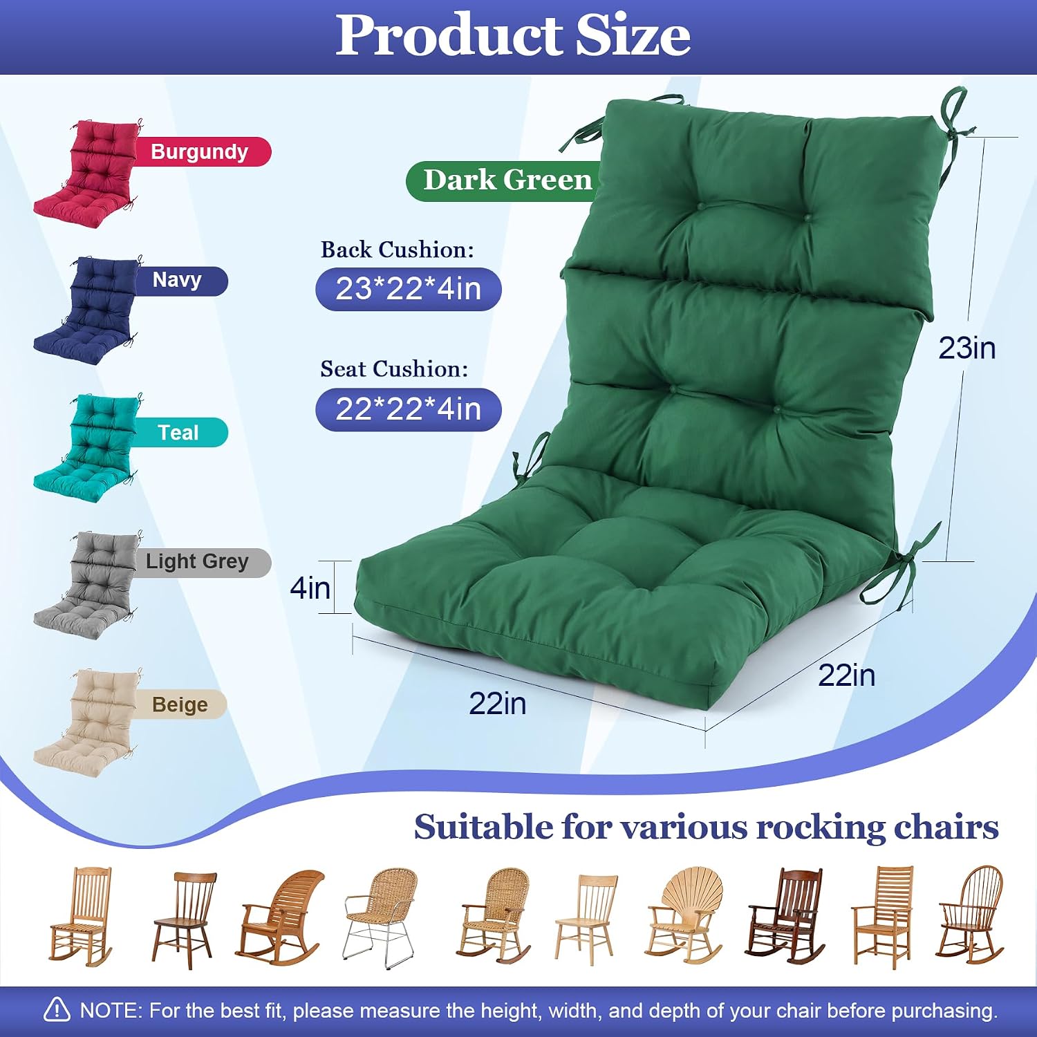 Thumbnail 1 de Aegisun Rocking Chair Cushion 44x23x4 Inch