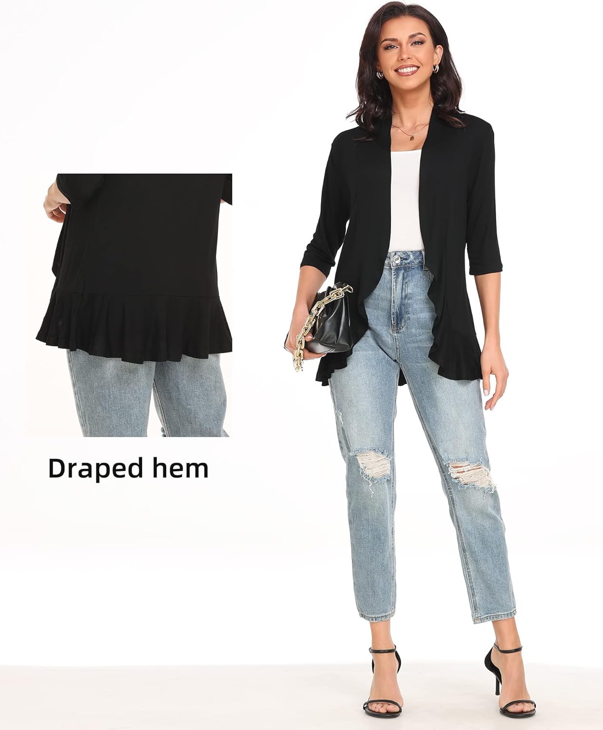 Thumbnail 4 de Argstar Women's 3/4 Sleeve Cardigan (S-3XL) — Lightweight, Draped Essential for Every Outfit