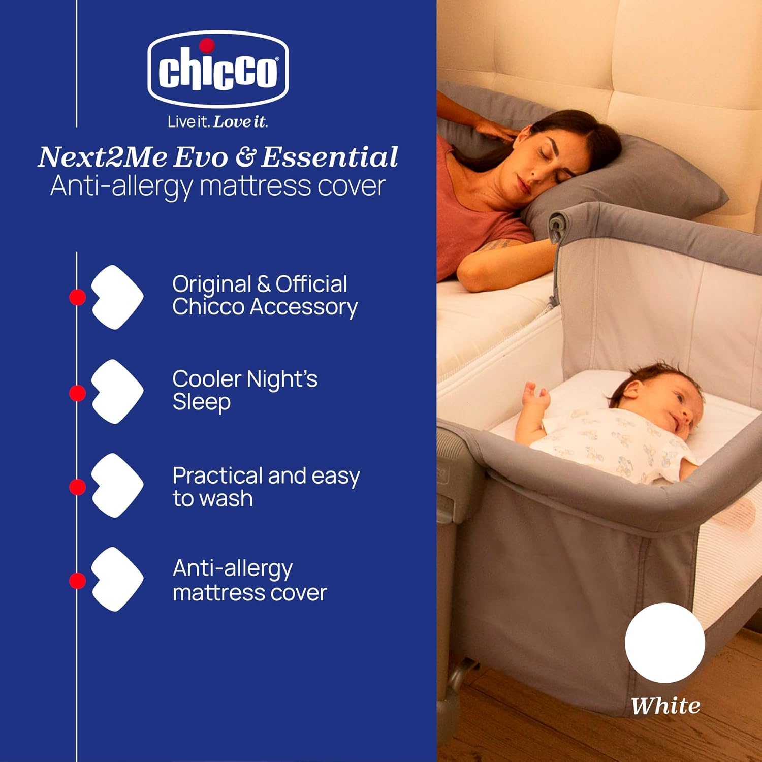 Thumbnail 1 de Chicco Next2Me Terry Mattress Protector, White