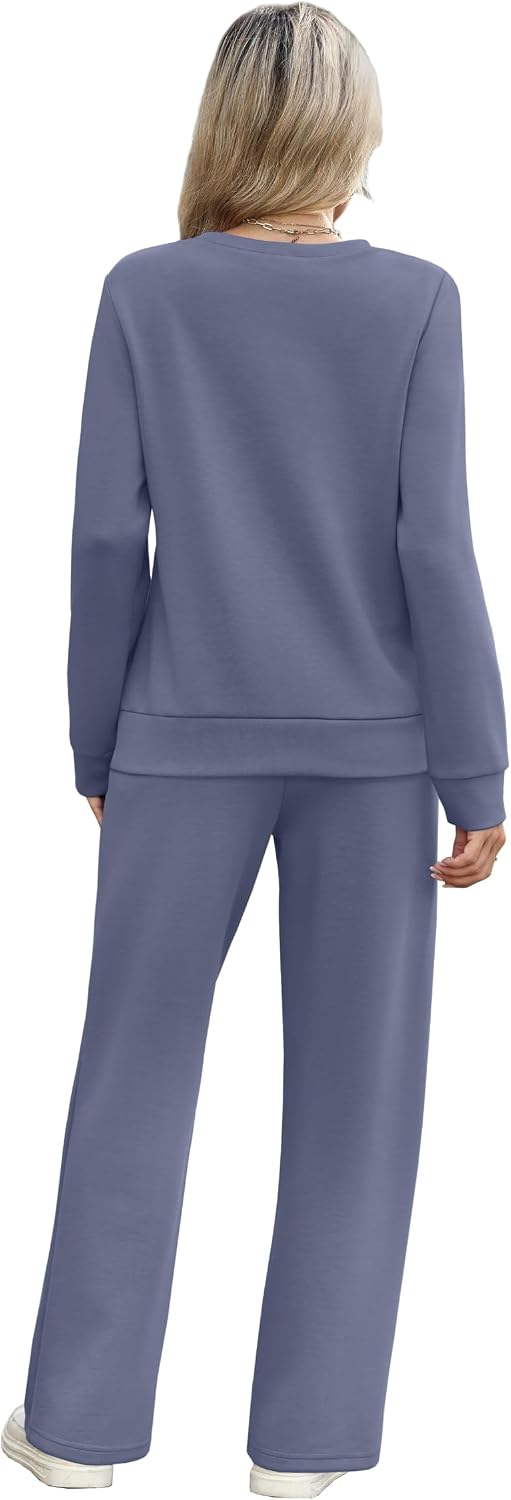 Detalle 1 de WIHOLL Women’s 2-Piece Sweatshirt & Wide-Leg Track Suit Set for Casual Travel and Lounging