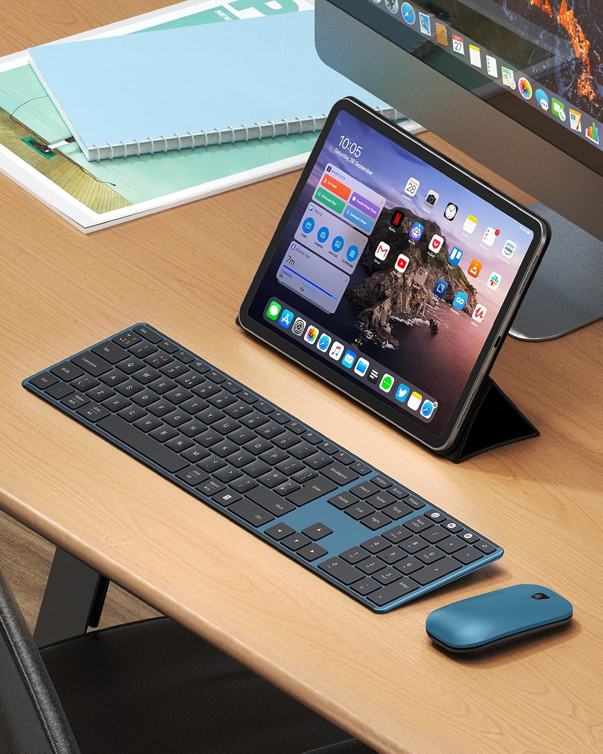 Thumbnail 6 de seenda SKM64-3 Wireless Keyboard and Mouse Set: Multi‑Device, Ultra‑Slim, UK Layout