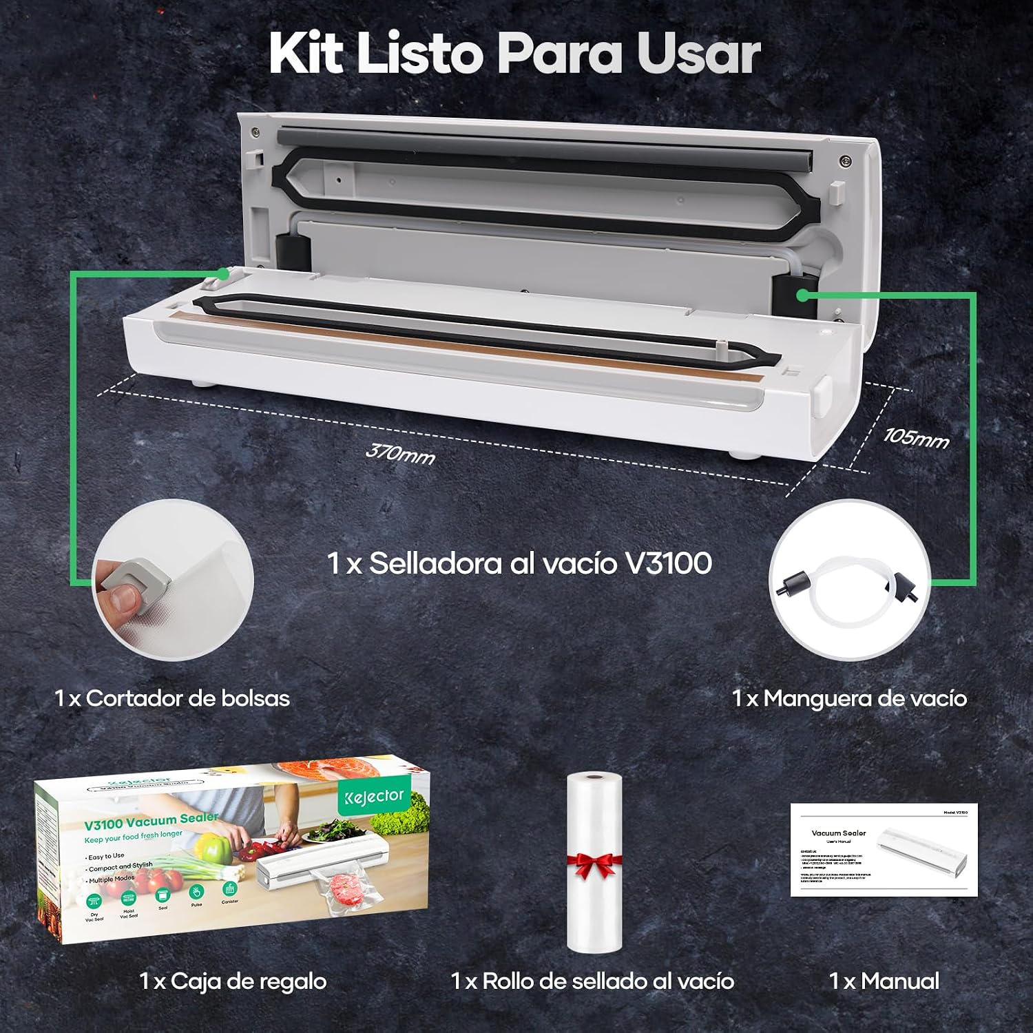 Detalle 2 de Kejector Selladora al Vacío 🍽️ - Conserva y Cocina Sous Vide