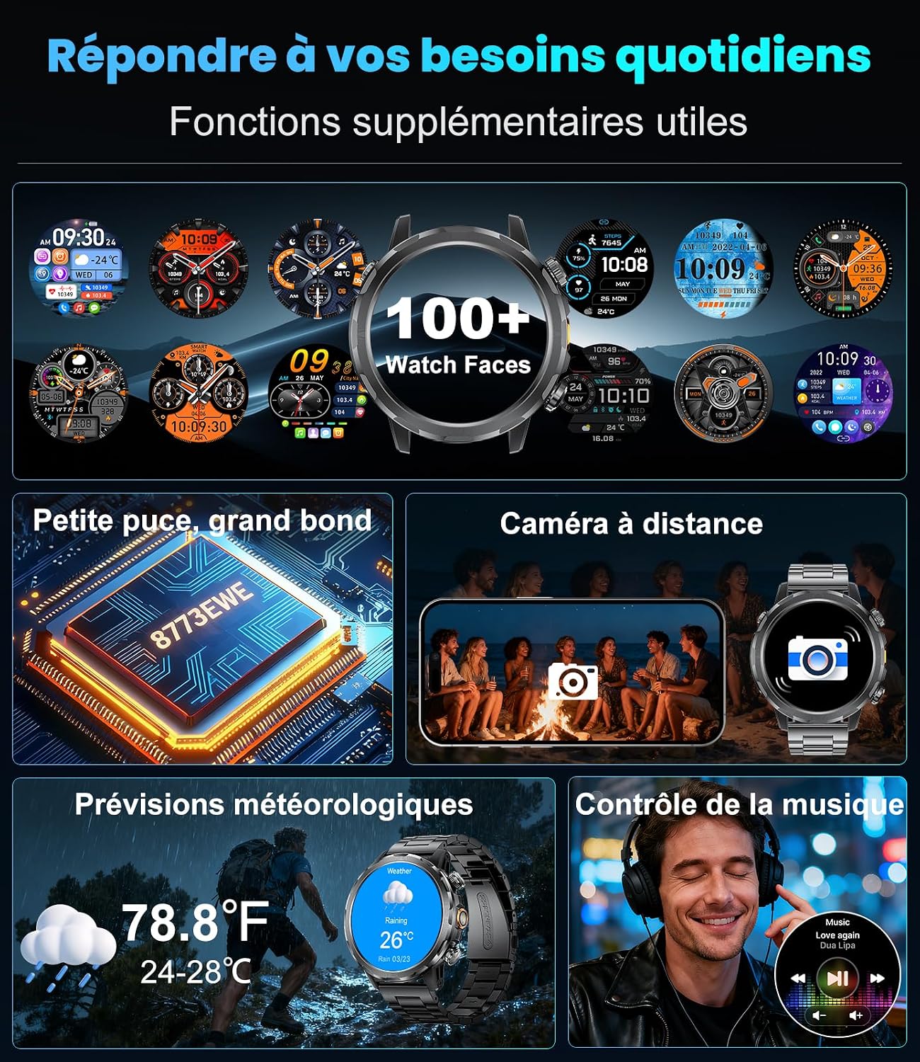Thumbnail 6 de BENYAR Smartwatch homme 1,7" IP68