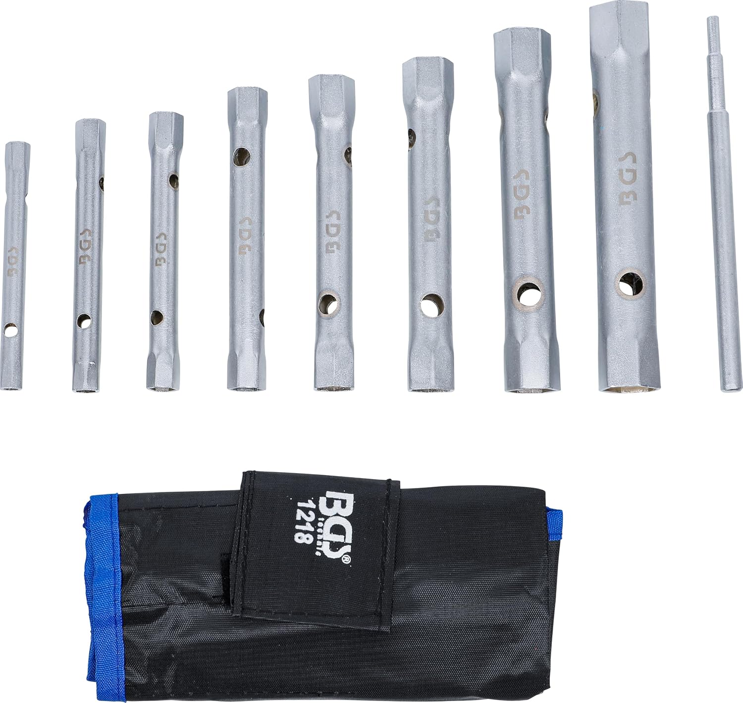 Detalle de BGS Technic 1218 rörhylsnyckelsats, 9 delar, 6 x 7–20 x 22 mm