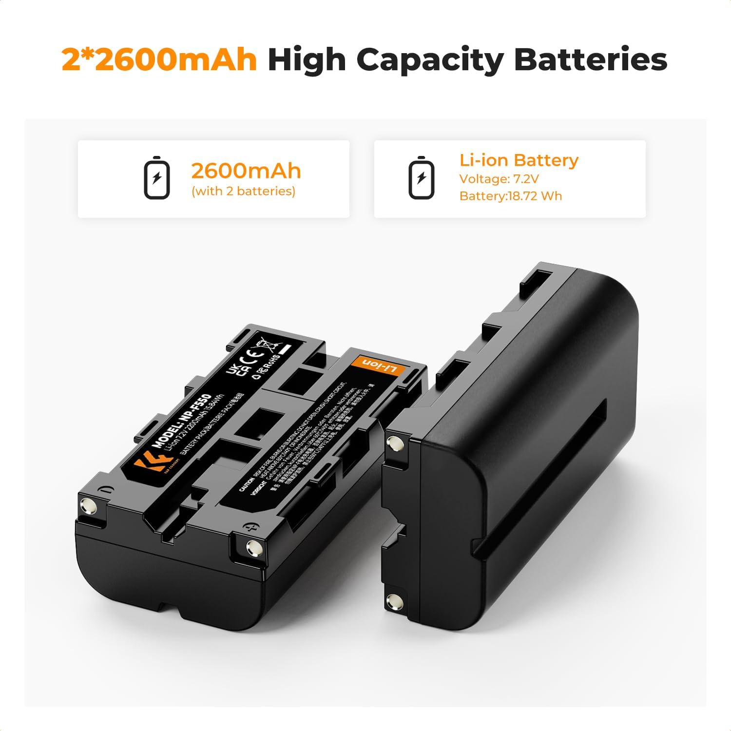 Detalle 2 de K&F CONCEPT NP-F550 2600mAh battery kit