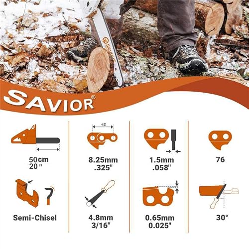Detalle de Savior 3 Chaînes de Tronçonneuse 20" (50 cm) .325" 76 maillons 1,5 mm