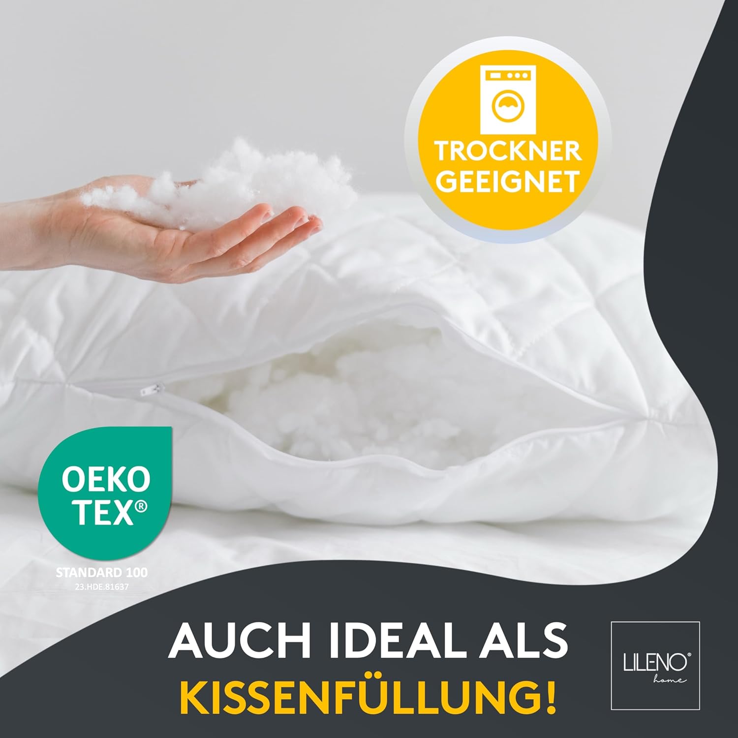Thumbnail 2 de LILENO HOME Füllwatte 500 g im Vlies-Beutel – Füllmaterial & Bastelwatte, waschbar bis 95 °C