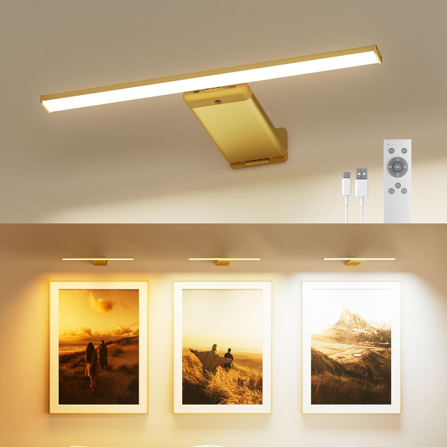 Thumbnail 6 de Bildbeleuchtung Kabellos 2er-Set: 12.000 mAh LED Bilderlampe mit Fernbedienung, 3 Farbtemperaturen, CRI 95+, Timer