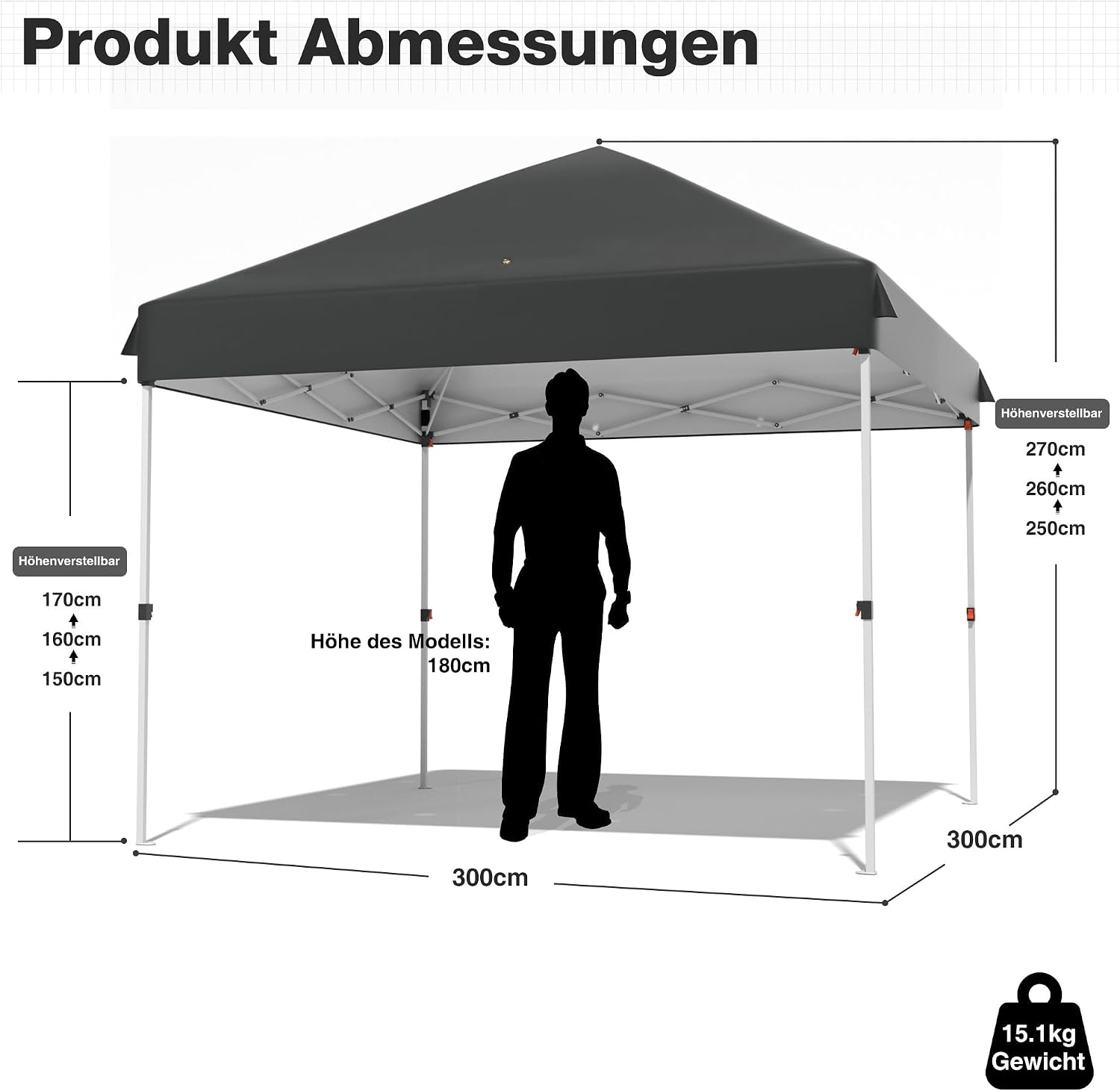 Detalle 2 de RELAX FIELD OTT-001GR paviljong 3 x 3 m med vattentätt tak och UV-skydd