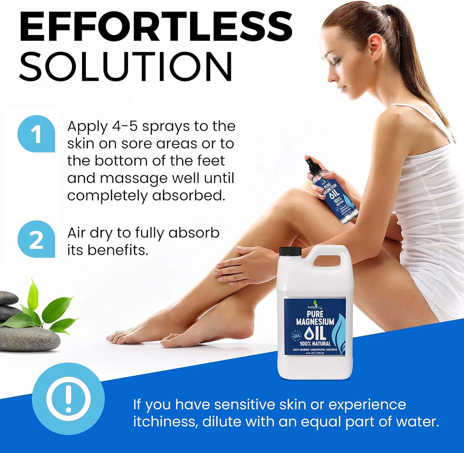 Detalle de Pure Magnesium Oil Spray 64oz: Extra Strength Topical Magnesium for Sleep, Muscle Pain & Cramps (Made in USA)
