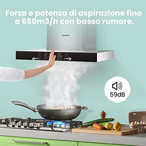 Detalle de COMFEE' Cappa Aspirante 60 cm TSHM77SS-60: potenza 650 m³/h e motore BLDC in acciaio inox