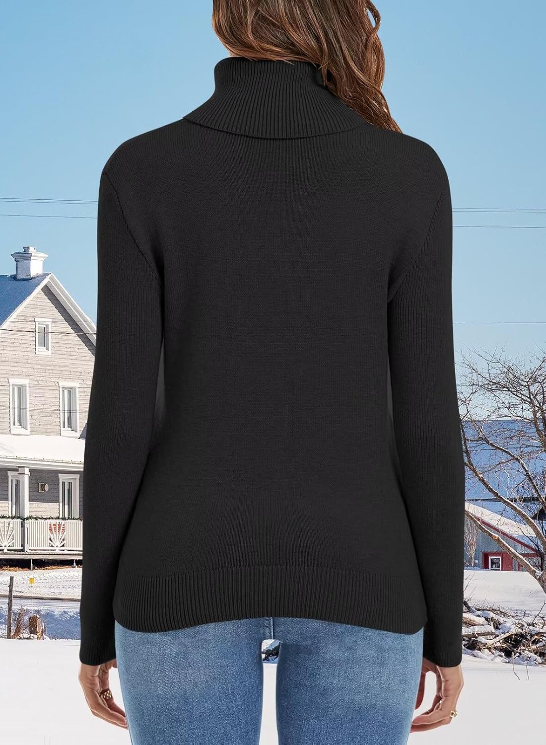 Detalle 1 de JOCAFIYE Women's Cable-Knit Turtleneck Sweater, Long Sleeve, Stretch Fit