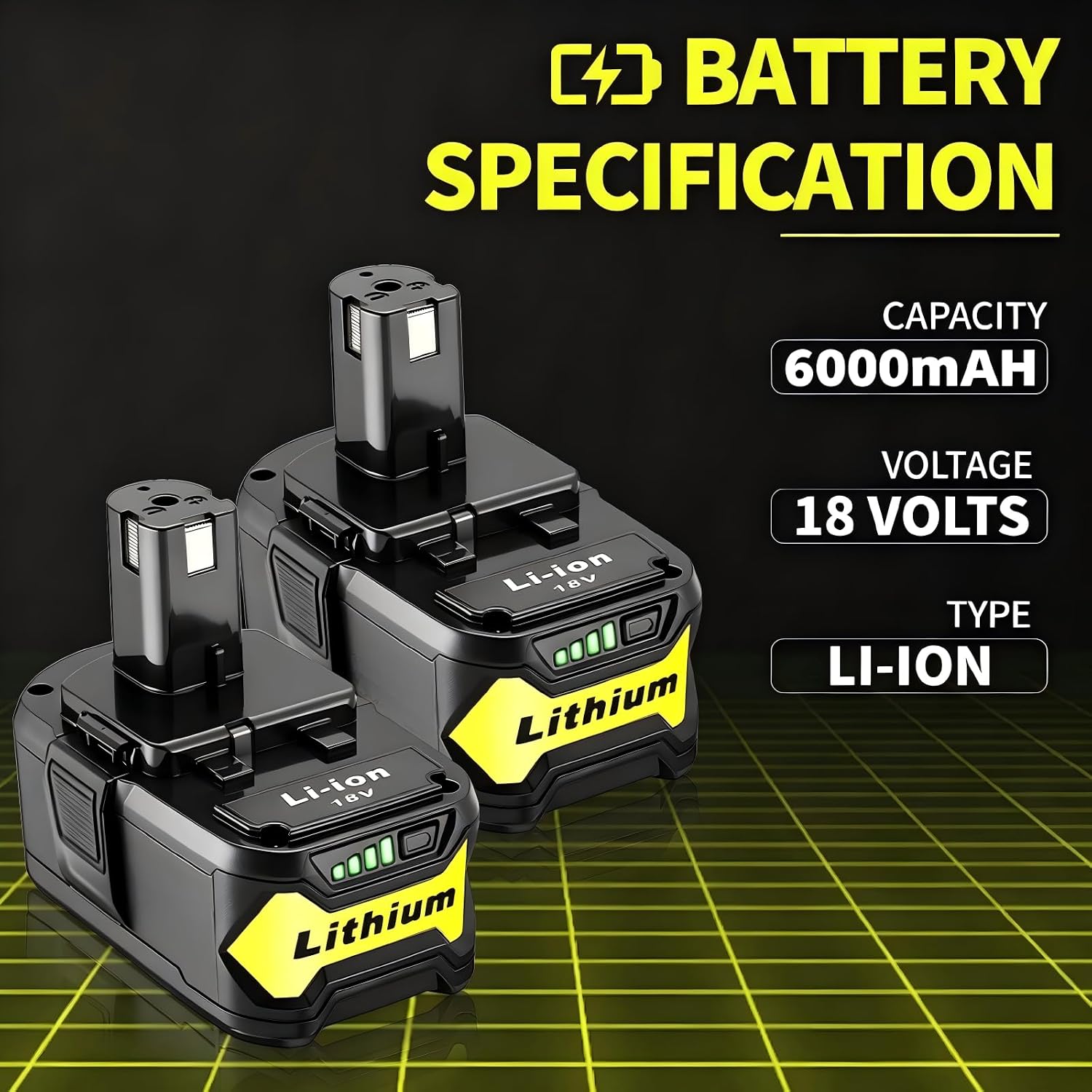 Detalle 2 de Ultraxxis 18V Replacement Batteries, 6.0Ah Lithium-Ion, 2-Pack
