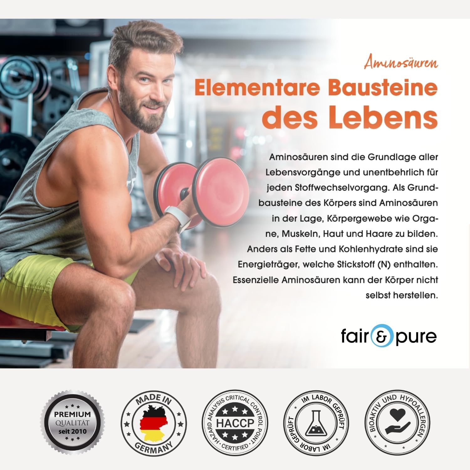 Detalle 2 de Fair & Pure L-Citrullin 700mg – 210 Kapseln, vegan, hergestellt in Deutschland