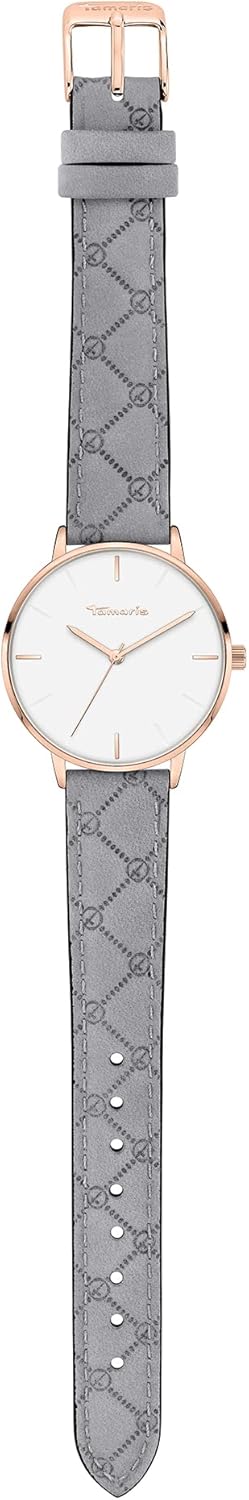 Detalle de Tamaris Damenuhr mit Lederband – klassisch-modern, 36 mm Gehäuse