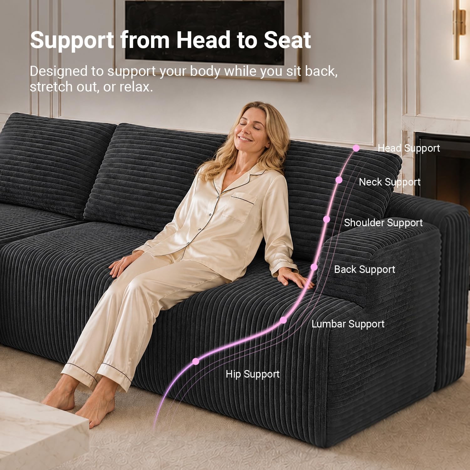 Detalle 1 de Avenco Modular Sectional Sofa, 118" U-Shape