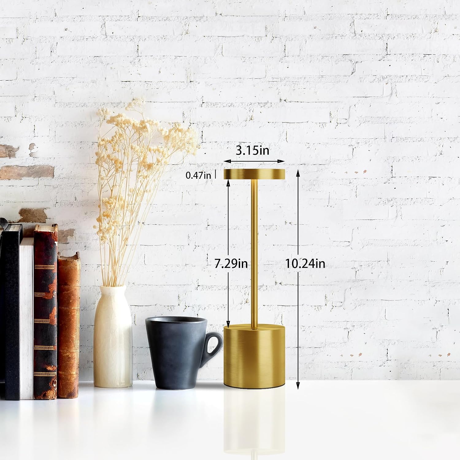 Detalle 2 de TBBGA TBBGA LED Cordless Table Lamps (Gold) — Portable Rechargeable, 3-Level Dimmable LED